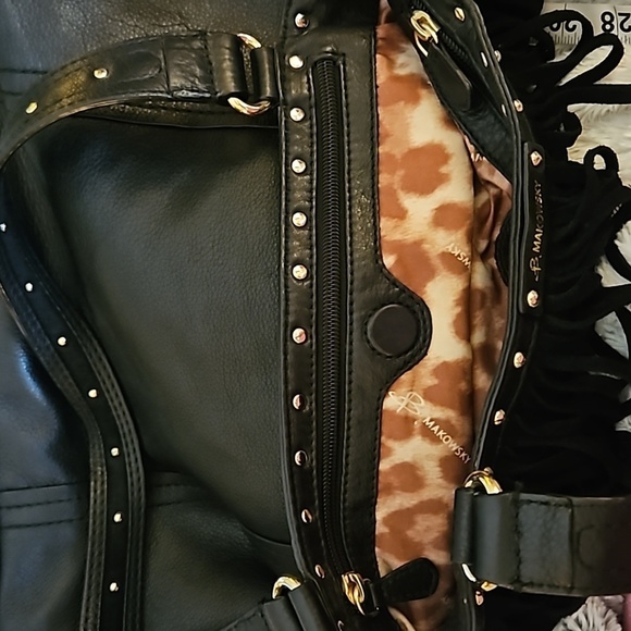 B MAKOWSKY Black Suede Fringe Western Studded Leather Shoulder Bag - Picture 13 of 14